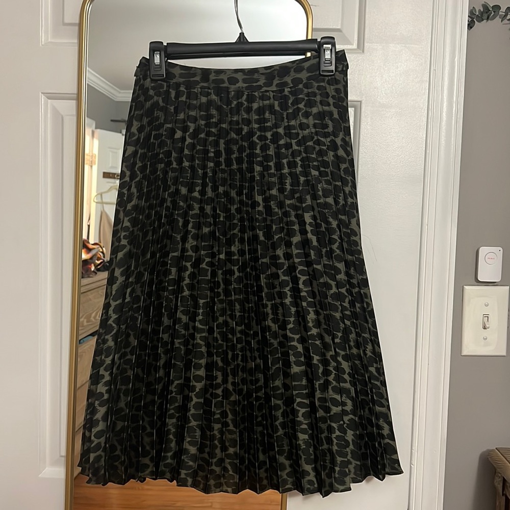 Pleated Satin Midi Skirt
